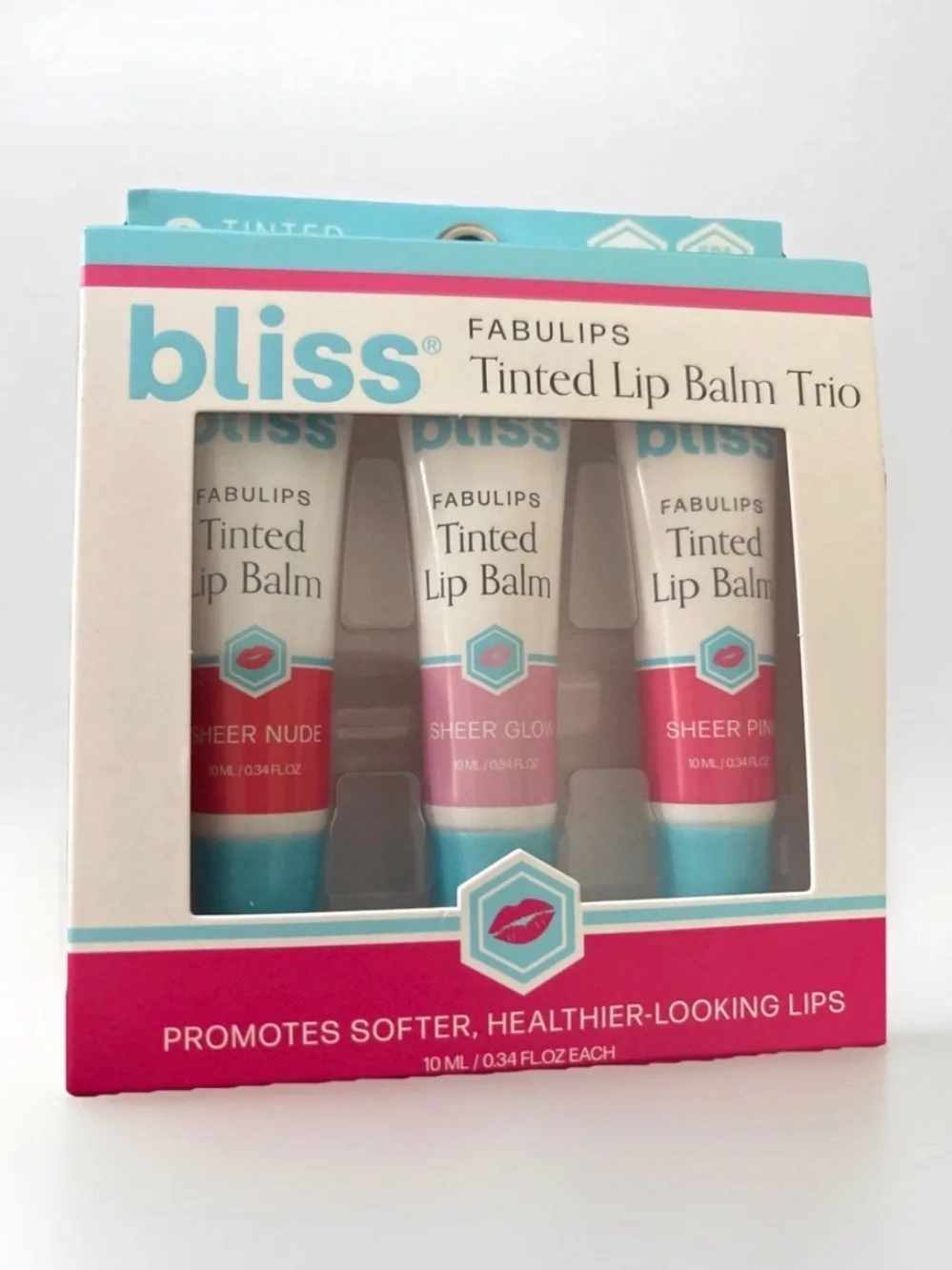 Bliss Fabulips Tinted Lip Balm Trio - Sheer Nude, Sheer Glow, Sheer Pink